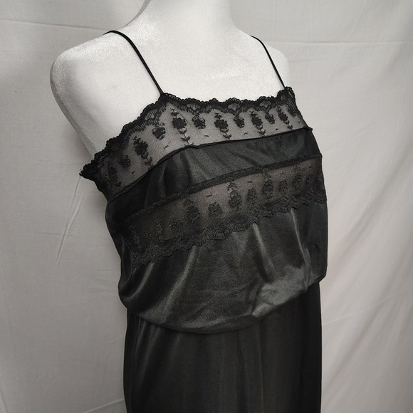 Vtg Flair Nylon Satin Lace Slip Dress Nightgown Size M Whimsigoth‎ Union Made - Picture 4 of 14